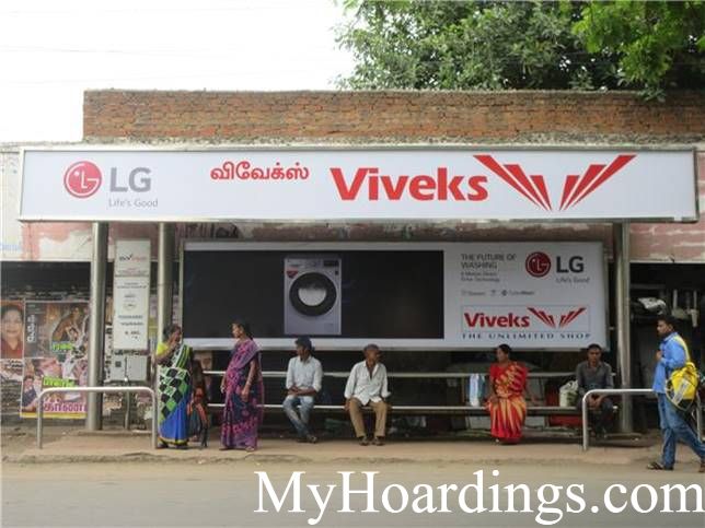 How to Book Bus Queue Shelter Hoardings Advertising K.H.Road, PODIKADAI Opp Bus stop in Chennai, Tamil Nadu 